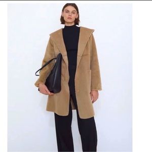 Zara  double face velvet & fur Puffer coat /,small size